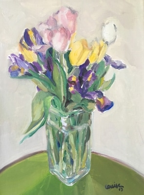 Mothers Day Flowers in Glass Vase