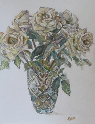 Roses in Crystal Vase