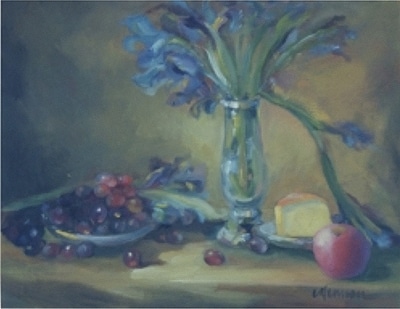 Still Life with Glass Vase and Grapes